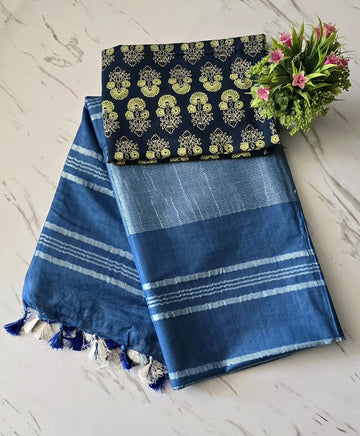 Super Soft Plain Linen Cotton Sarees