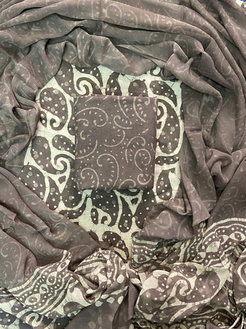 Handblock print cotton suits with chiffon dupatta
