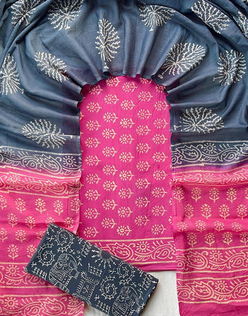 3 Piece Cotton Suit with Cotton Dupatta