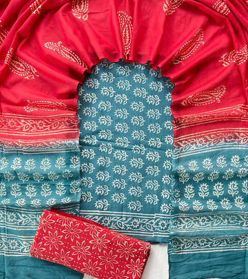 3 Piece Cotton Suit with Cotton Dupatta