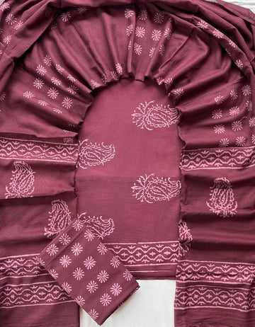 3 Piece Cotton Suit with Cotton Dupatta