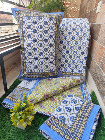 Quilted Reversable Double Bed with pillow Comforter( bed cover)