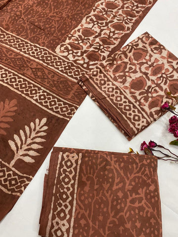 Hand Block Printed Cotton Suits With Cotton Dupatta