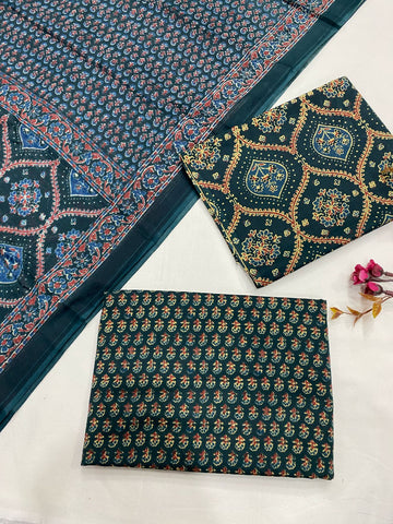 Hand Block Printed Cotton Suits With Cotton Dupatta