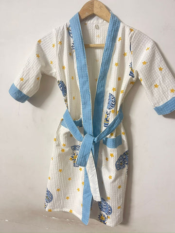 Hand Block Bathrobe For Kids