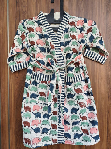 Hand Block Bathrobe For Kids