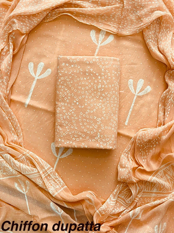 Cotton Hand Block Printed Suit With Kota Doriya Dupatta