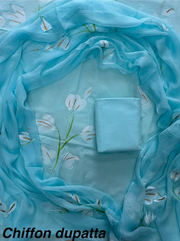 Cotton Hand Block Printed Suit With Kota Doriya Dupatta