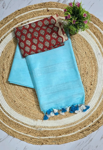 Super Soft Plain Linen Cotton Sarees