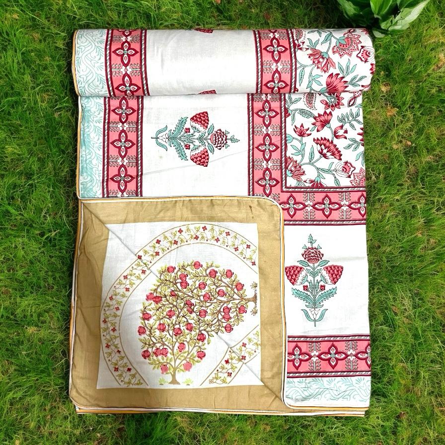 Double bed dohar pure cotton hand block