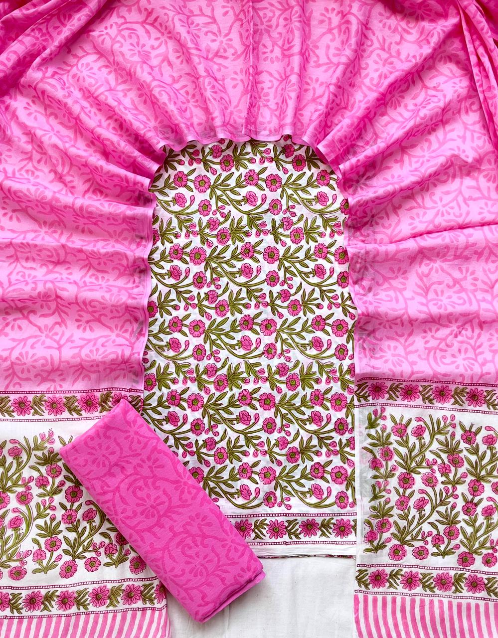 3 Piece Cotton Suit with Cotton Dupatta