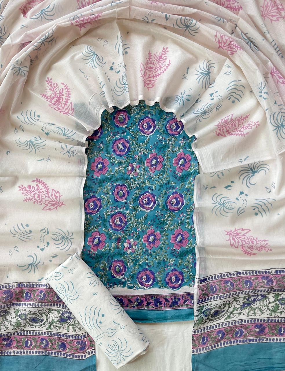 3 Piece Cotton Suit with Cotton Dupatta