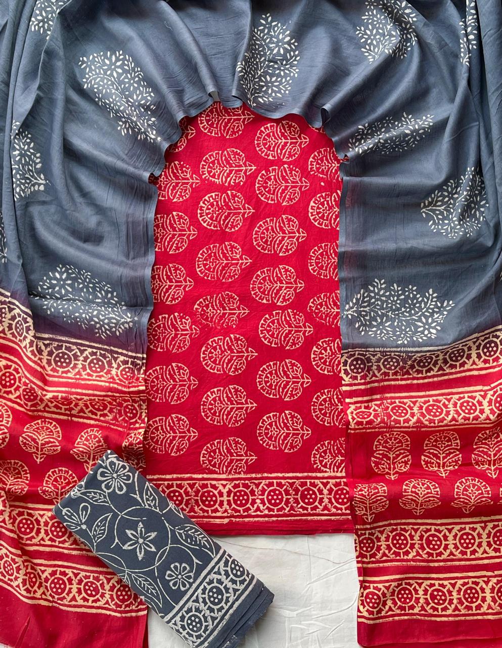 3 Piece Cotton Suit with Cotton Dupatta