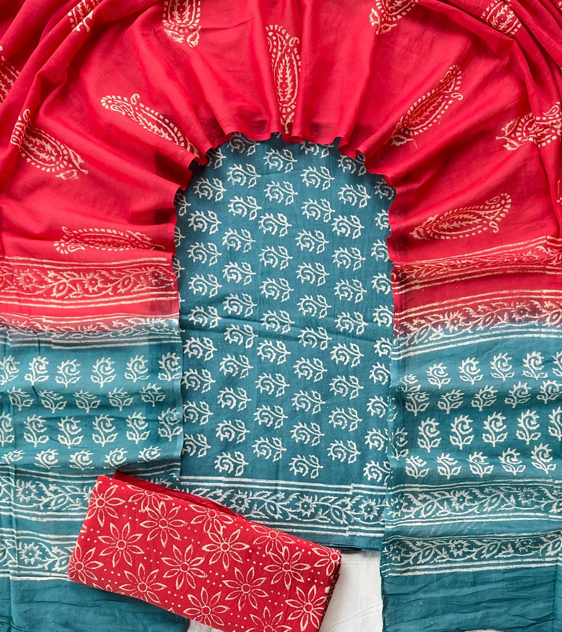 3 Piece Cotton Suit with Cotton Dupatta