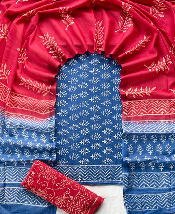 3 Piece Cotton Suit with Cotton Dupatta