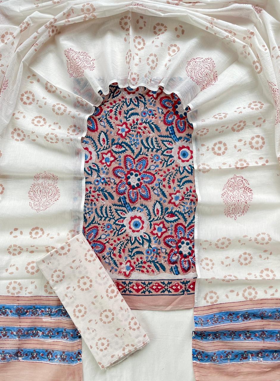 3 Piece Cotton Suit with Cotton Dupatta