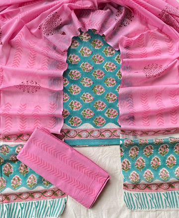 3 Piece Cotton Suit with Cotton Dupatta