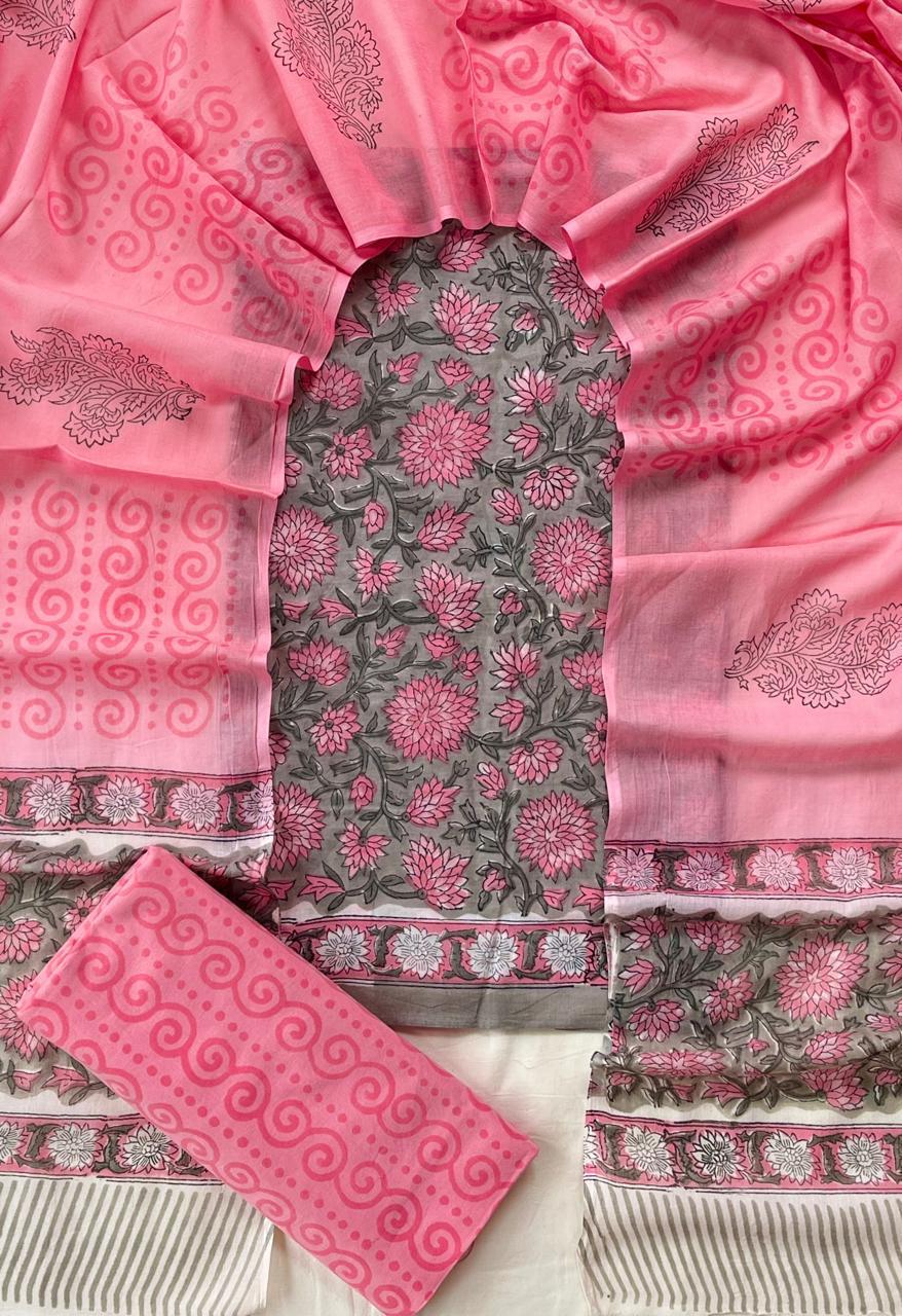 3 Piece Cotton Suit with Cotton Dupatta