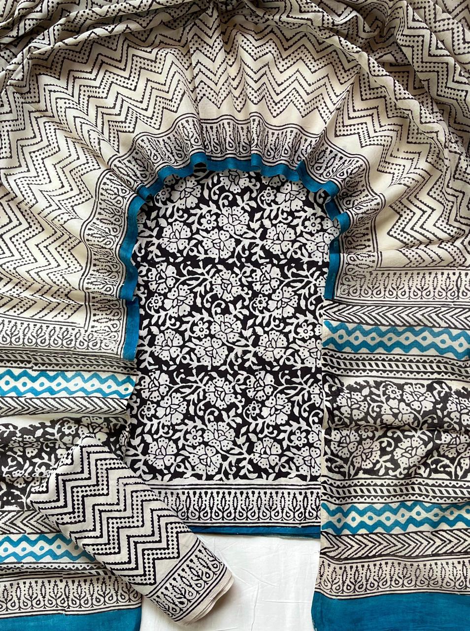 3 Piece Cotton Suit with Cotton Dupatta