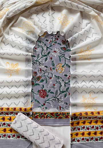 3 Piece Cotton Suit with Cotton Dupatta