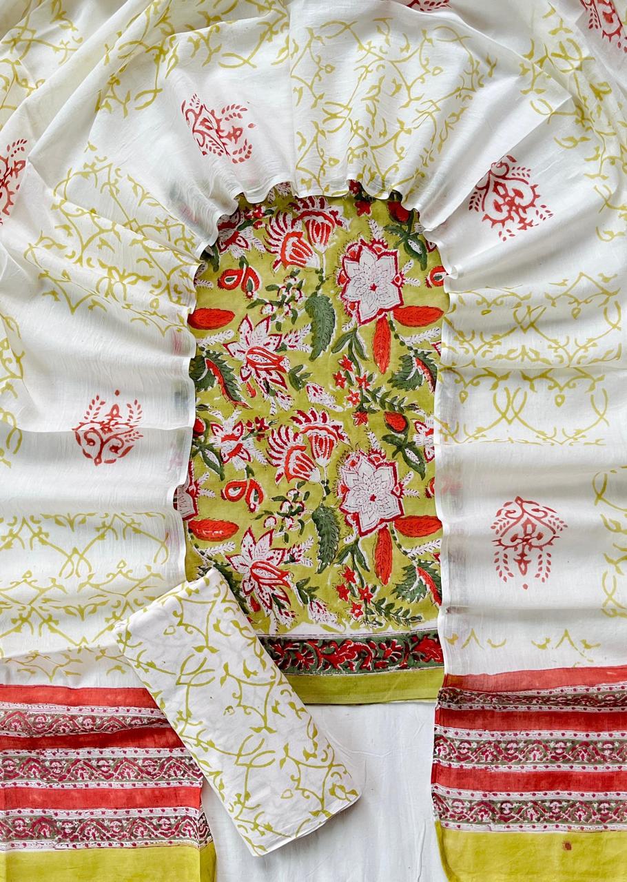 3 Piece Cotton Suit with Cotton Dupatta