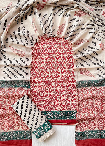 3 Piece Cotton Suit with Cotton Dupatta