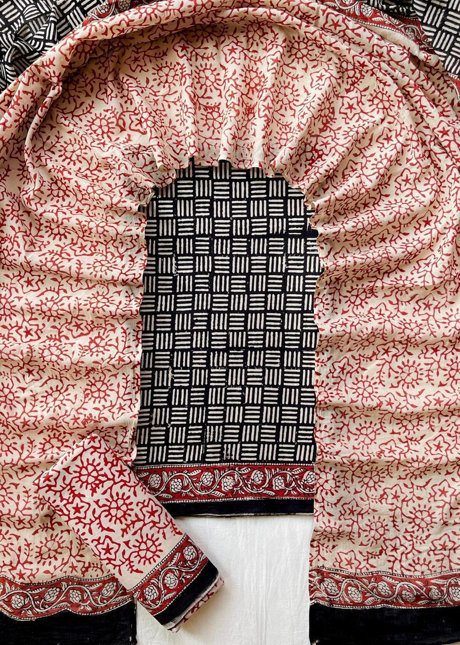 3 Piece Cotton Suit with Cotton Dupatta