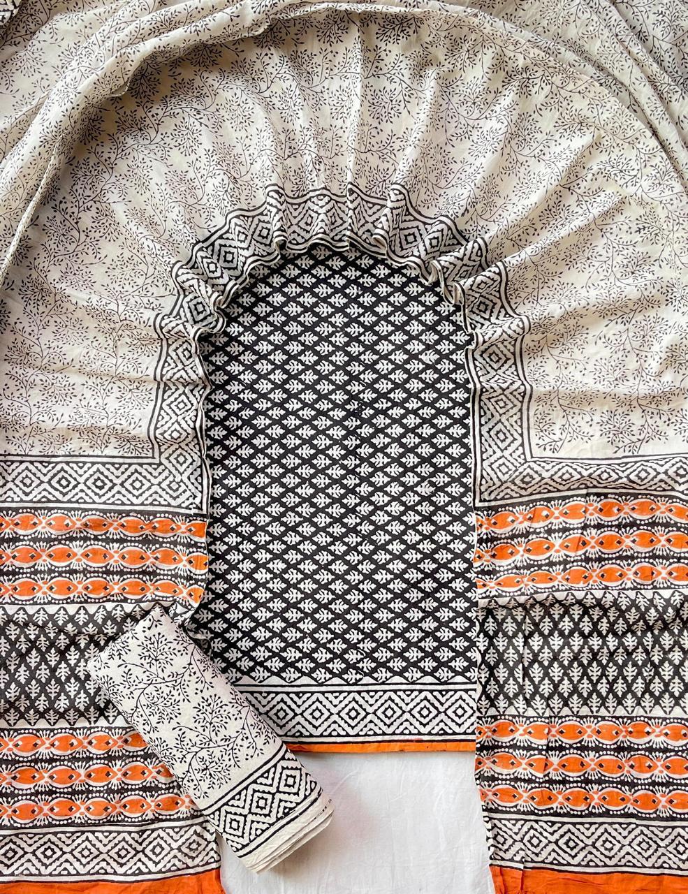 3 Piece Cotton Suit with Cotton Dupatta