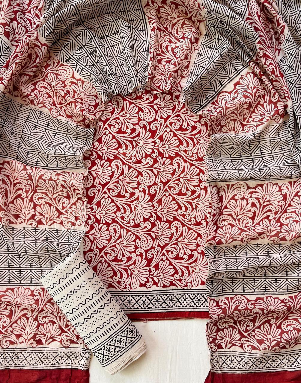 3 Piece Cotton Suit with Cotton Dupatta