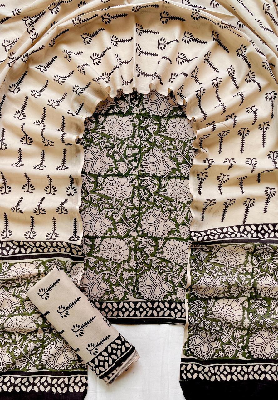 3 Piece Cotton Suit with Cotton Dupatta