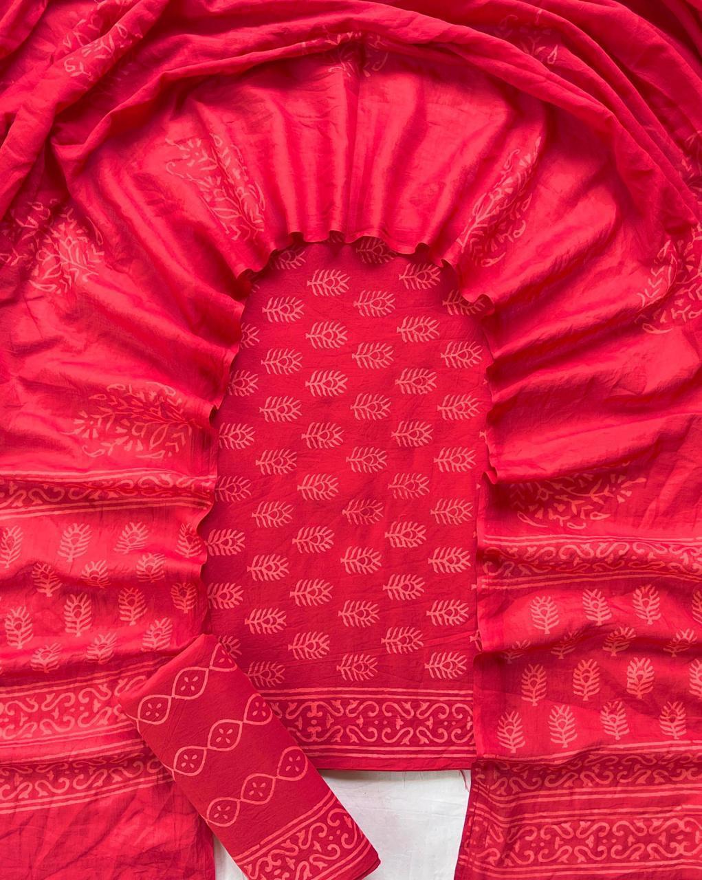 3 Piece Cotton Suit with Cotton Dupatta