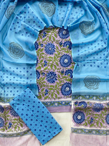 3 Piece Cotton Suit with Cotton Dupatta