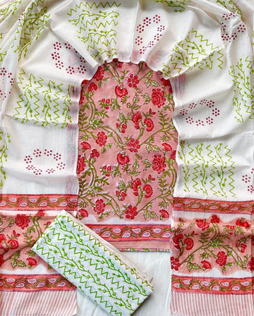 3 Piece Cotton Suit with Cotton Dupatta