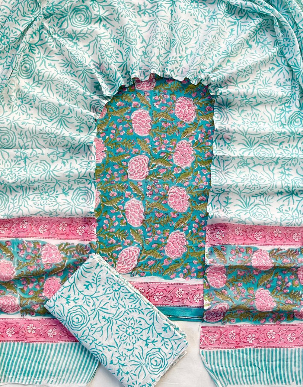 3 Piece Cotton Suit with Cotton Dupatta