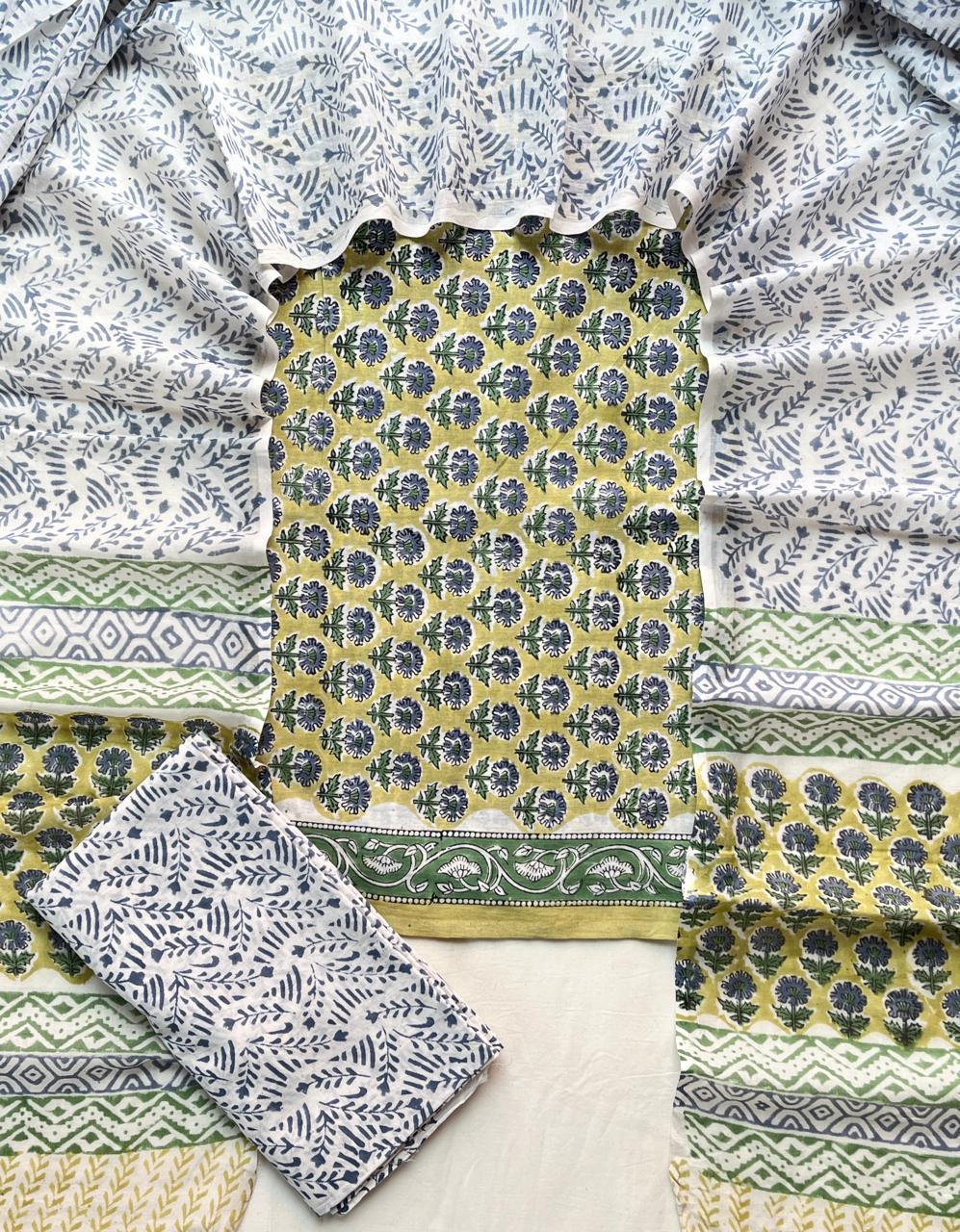 3 Piece Cotton Suit with Cotton Dupatta