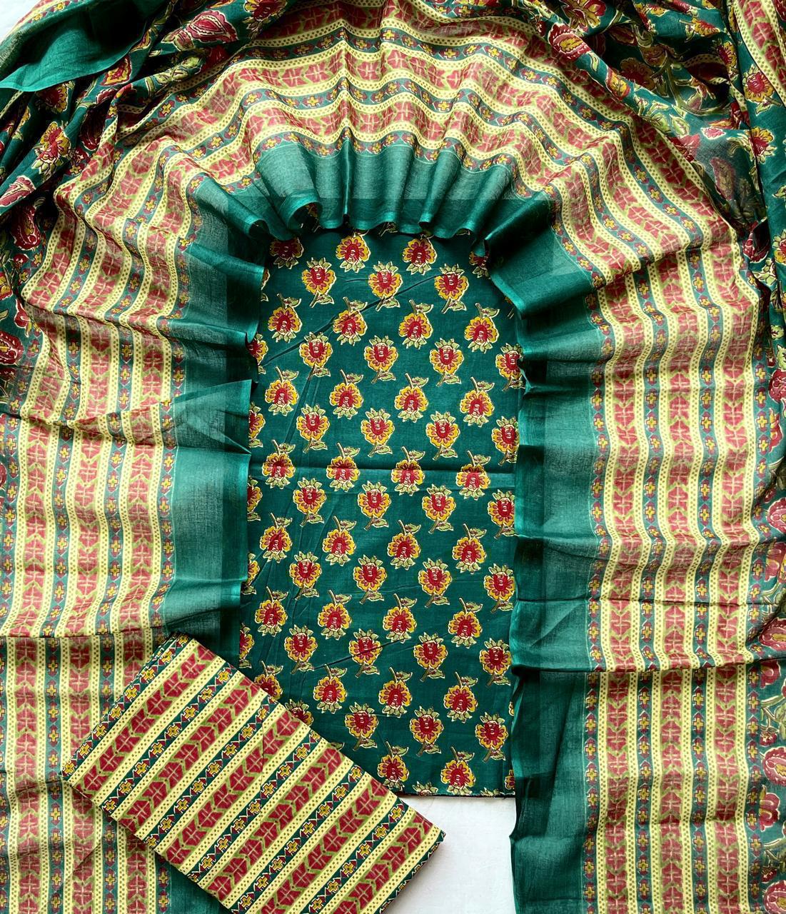 3 Piece Cotton Suit with Cotton Dupatta