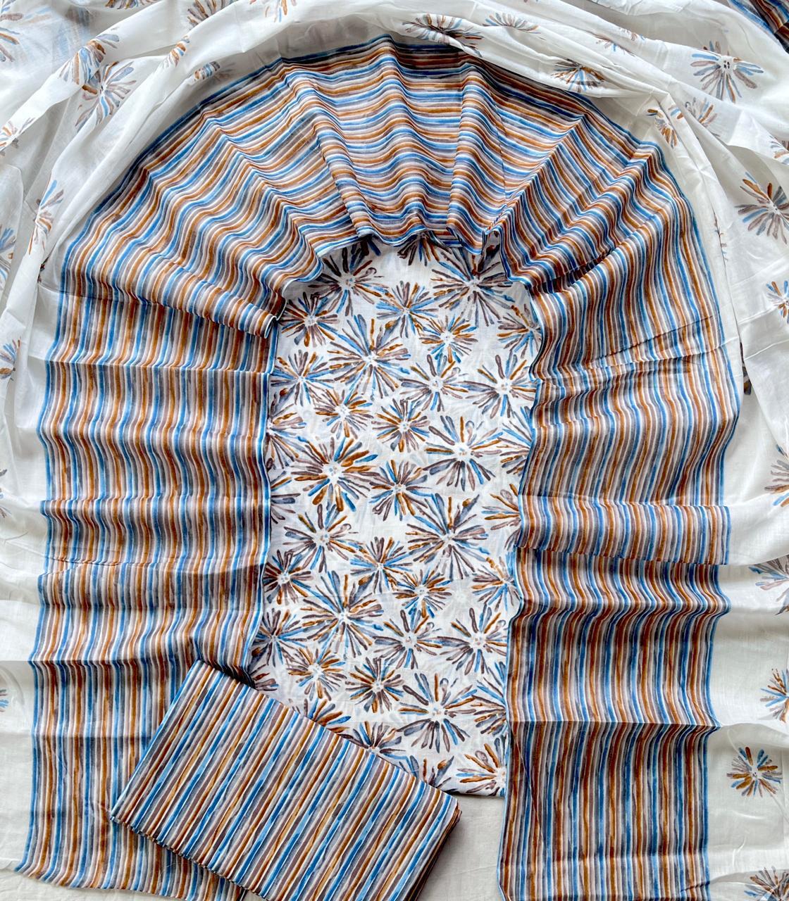 3 Piece Cotton Suit with Cotton Dupatta