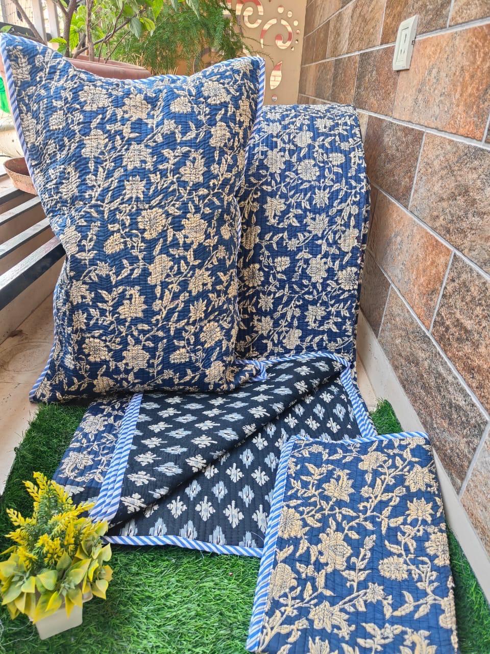 Quilted Reversable Double Bed with pillow Comforter( bed cover)