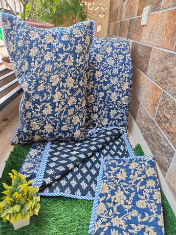 Quilted Reversable Double Bed with pillow Comforter( bed cover)