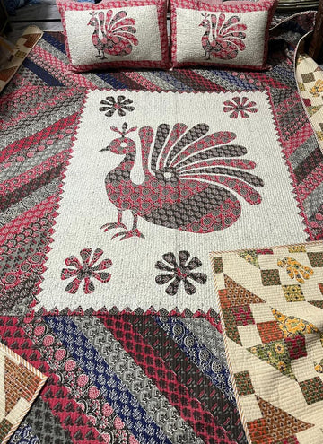 Quilted Reversable Double Bed with pillow Comforter( bed cover)