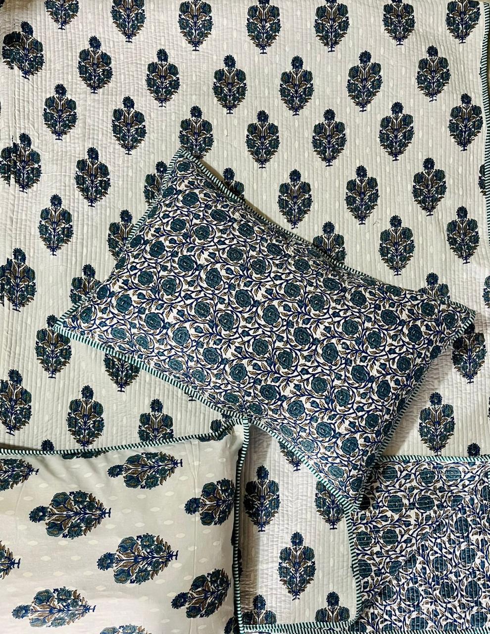 Quilted Reversable Double Bed with pillow Comforter( bed cover)