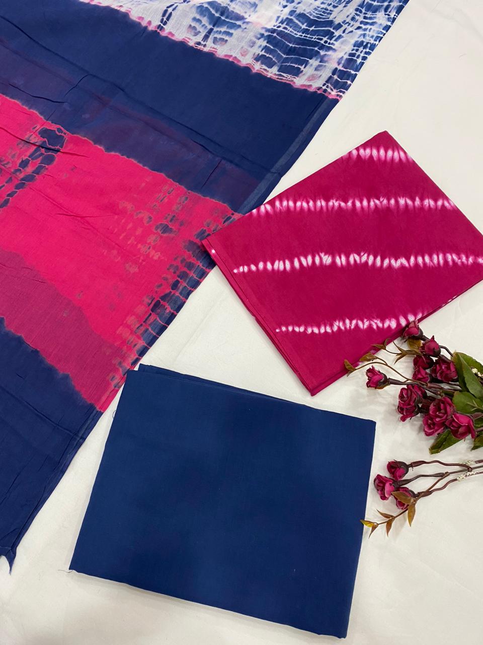 Hand Block Printed Cotton Suits With Cotton Dupatta