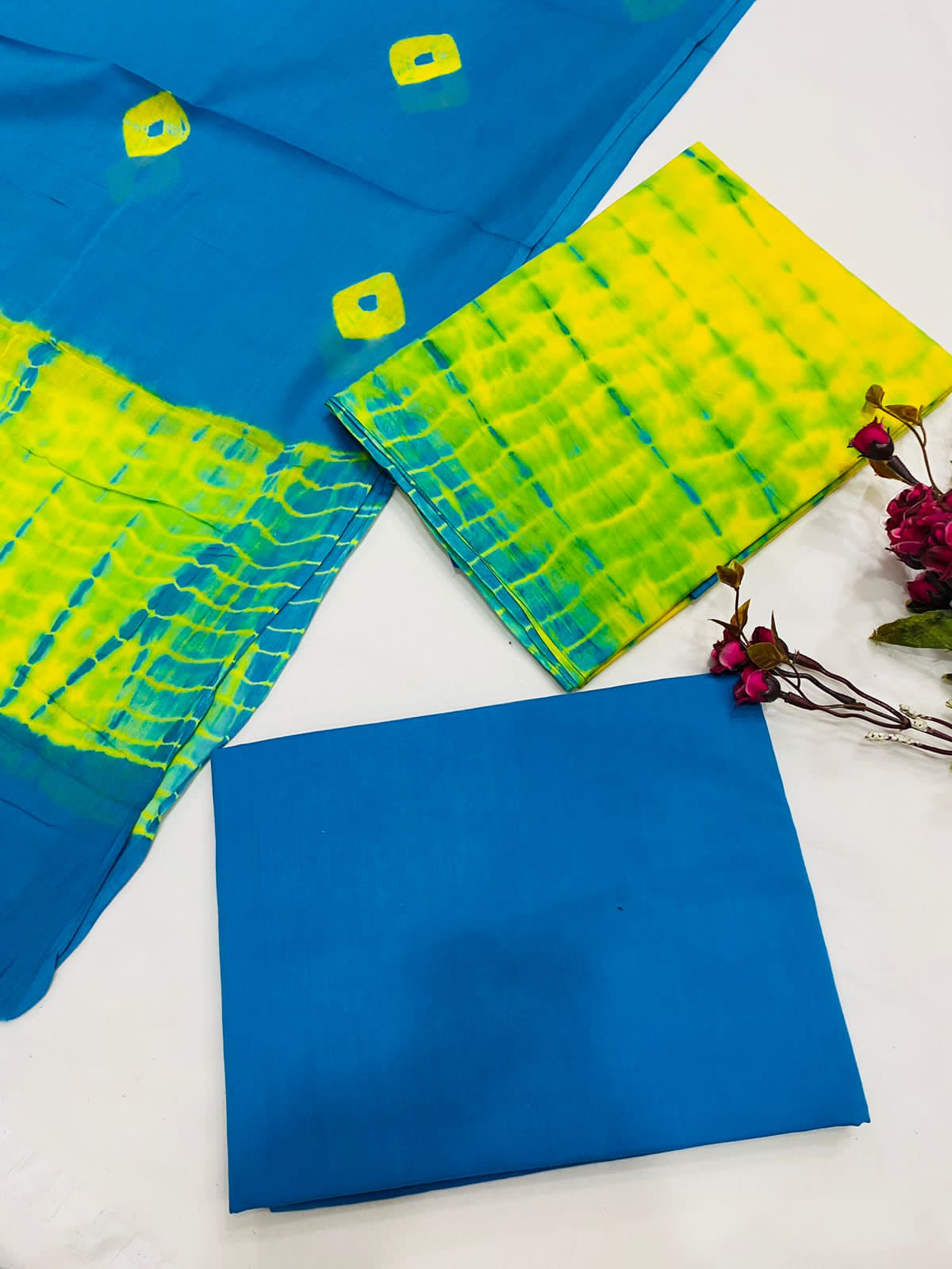 Hand Block Printed Cotton Suits With Cotton Dupatta