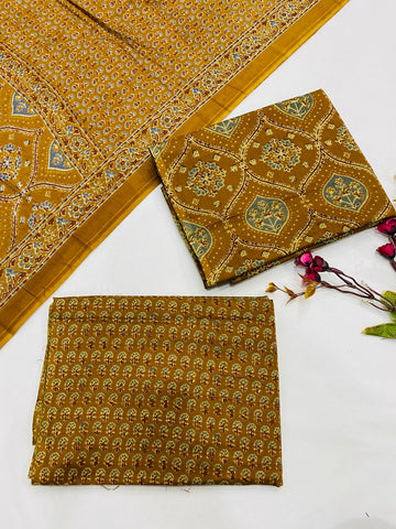 Hand Block Printed Cotton Suits With Cotton Dupatta