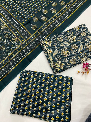 Hand Block Printed Cotton Suits With Cotton Dupatta