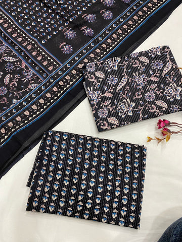 Hand Block Printed Cotton Suits With Cotton Dupatta