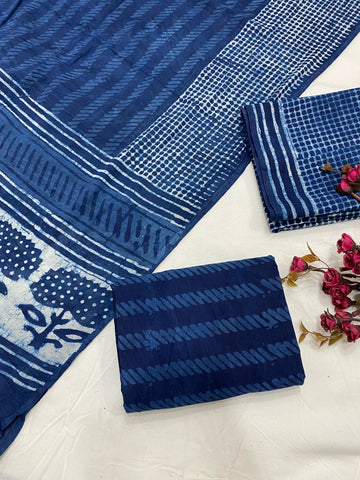 Hand Block Printed Cotton Suits With Cotton Duptta