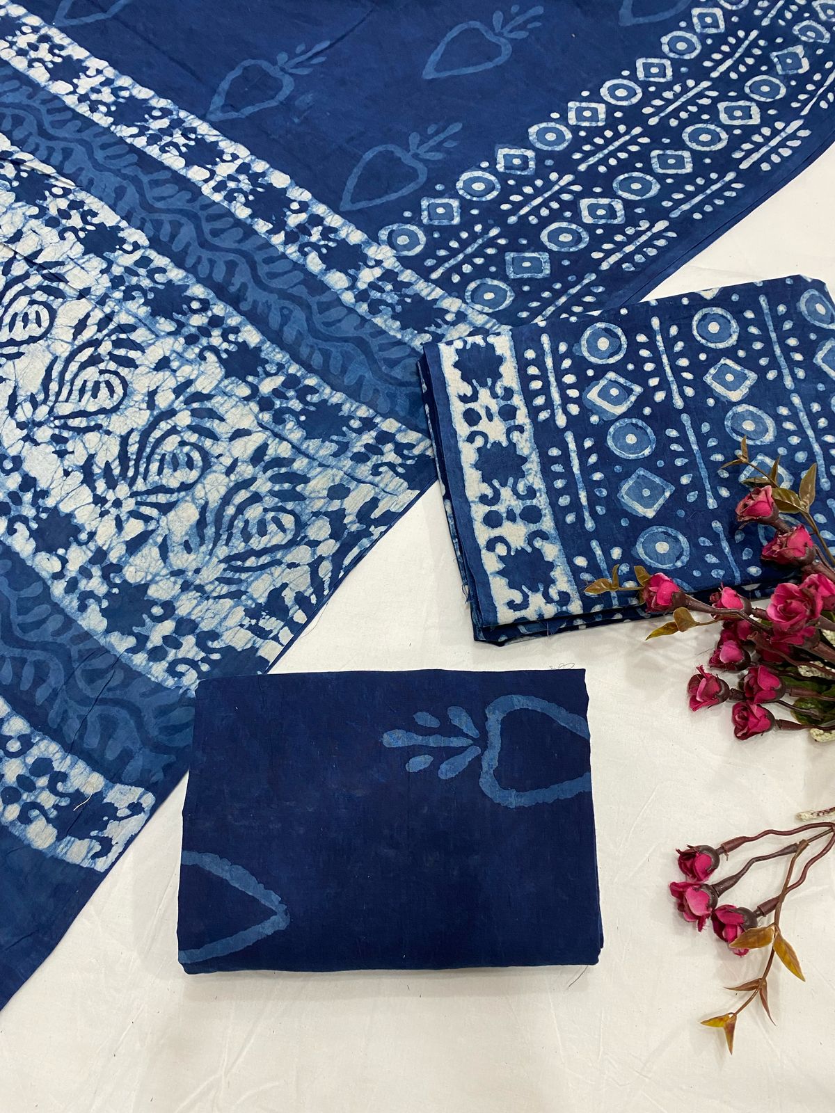 Hand Block Printed Cotton Suits With Cotton Duptta