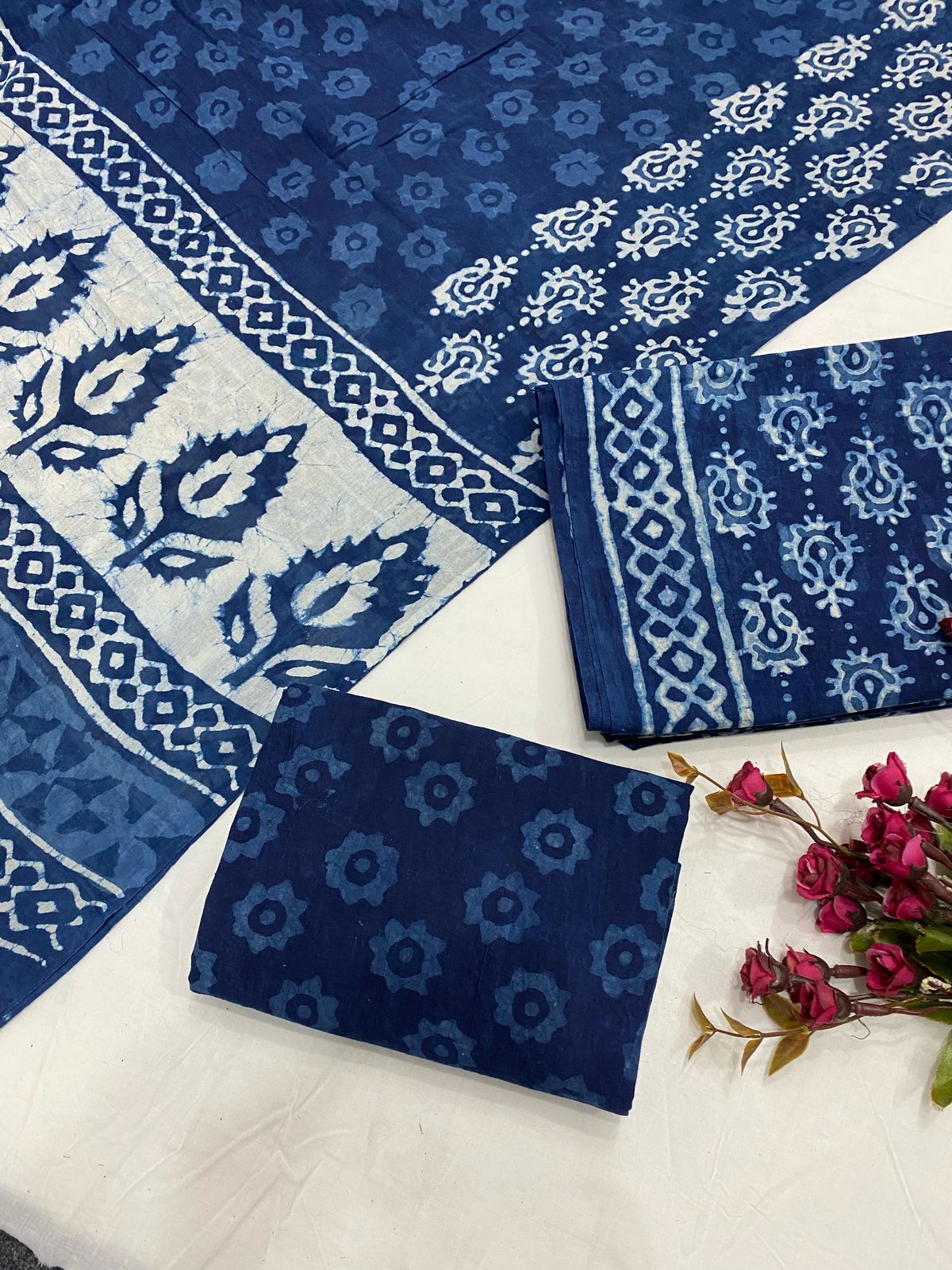 Hand Block Printed Cotton Suits With Cotton Duptta