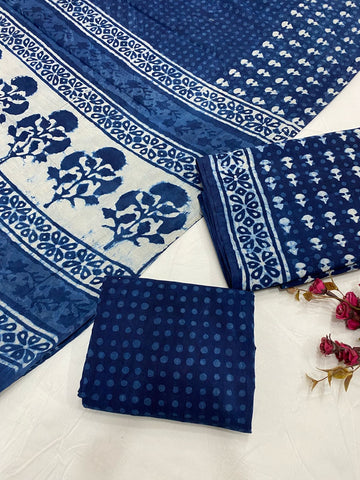 Hand Block Printed Cotton Suits With Cotton Duptta